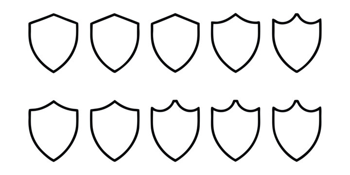 Security shield vector line icon set, Security shield outline symbol, badge outline