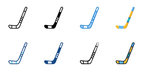 Ice Hockey Stick icon set multiple style vector collection 

