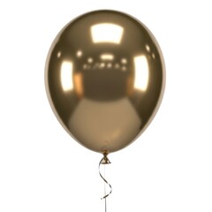 Shiny gold chrome balloon floating gracefully isolated on white background