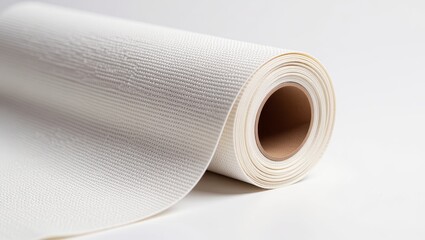 White mesh fabric roll on white background