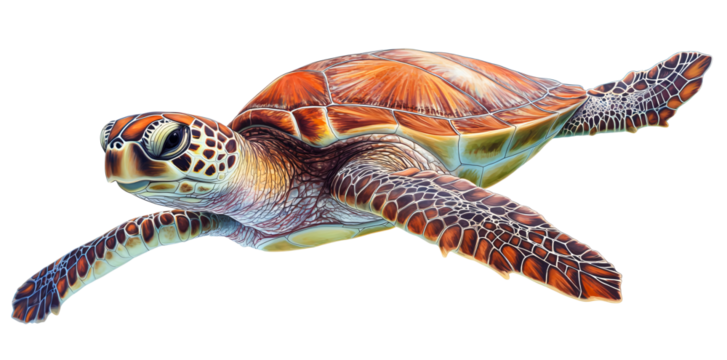 Graceful sea turtle glides through ocean depths, a symbol of nature's beauty
