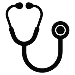 Black stethoscope isolated on, a medical instrument