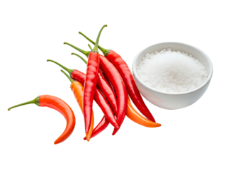 Spice up your life with fiery red chili peppers and a dash of salt, perfect for culinary creations and adding a flavorful kick to your next dish