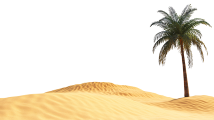 Tropical palm tree thrives on sun drenched desert dunes