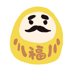 Fototapeta premium ゆるかわいいダルマ（黄色）のイラスト