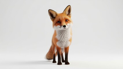 Naklejka premium Red fox standing on white background