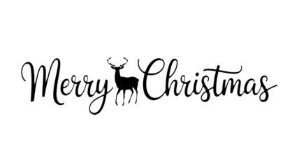 Elegant Merry Christmas calligraphy with reindeer silhouette