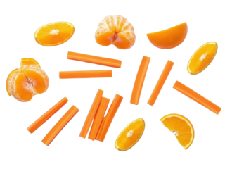 Carrot sticks fresh orange pieces isolated clean white background