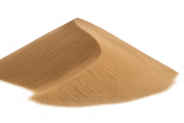 Sand dune showing desert landscape texture on transparent background, symbolizing dryness, environmental issues, and heat