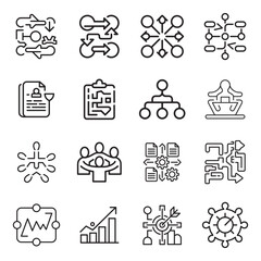 Clean outline icons representing various organizational concepts and business elements