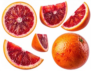 Sliced blood oranges with deep red pulp
