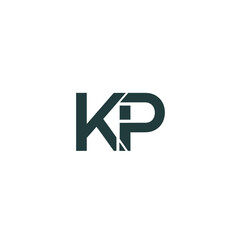 Obraz premium Dark green KP monogram logo on a white background.