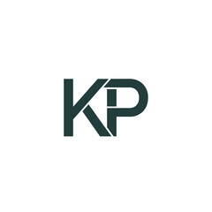 Obraz premium Dark green KP monogram logo on a white background.