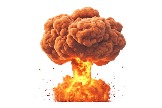 Dynamic mushroom cloud explosion with fiery debris blast effect - Powered by Adobe