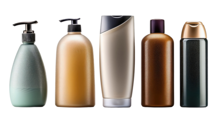 Set of Blank Cosmetic Bottles and Containers for Beauty Products Isolated on White Background