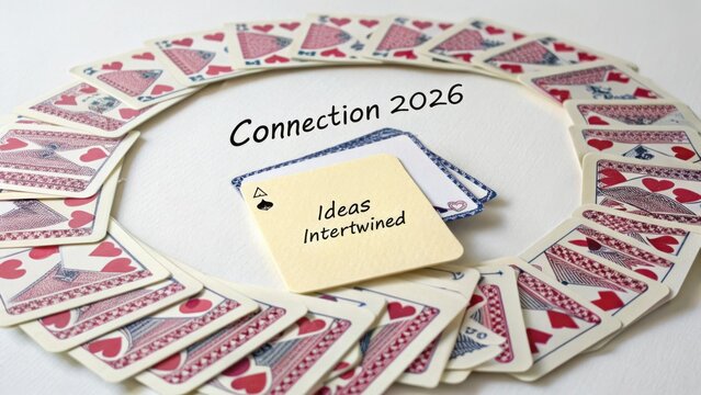 Circular Arrangement of Playing Cards with Conceptual Note for Connection and Ideas Intertwined Theme in 2026