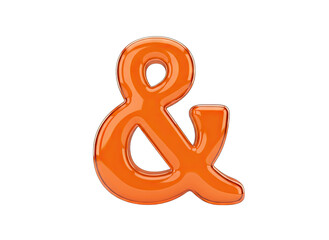 Glossy Orange Ampersand Symbol Isolated on Black Background with Transparent Background Offering Versatile Design Options