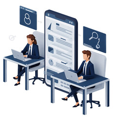 Digital Shopping Concept People Use Laptops and Smartphones for Online Purchases and Delivery Tracking Flat Illustration with Transparent Background