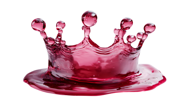 Stunning red liquid splash forms crown shape dynamic motion frozen