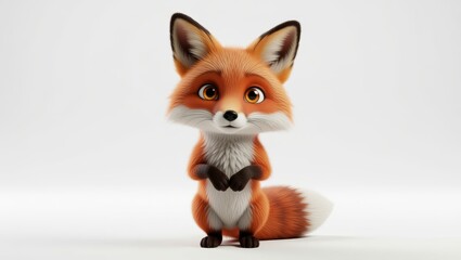 Naklejka premium Cute fox standing with clasped paws