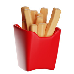 French fries in red carton 3d cartoon icon