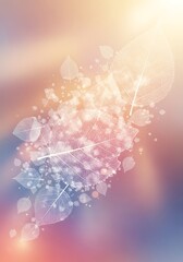 Delicate skeletal leaves drifting against a serene pastel gradient backdrop