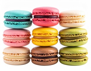 Obraz premium Stacked, colorful macarons, close-up
