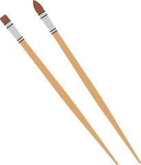 Flat Style Two Paintbrush Tool for Art and Craft Supply Element