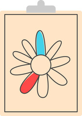 Cute Handdrawn Daisy Flower on Clipboard Illustration Graphic Element