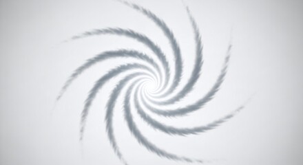 Abstract grey spiral vortex pattern with smokelike trails creating a dynamic visual effect, isolated on white background