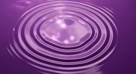 Fluid concentric ripple formation on shiny purple surface design element