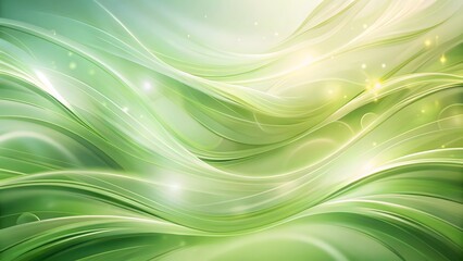 Abstract green and yellow swirling light patterns create a vibrant flowing background