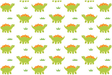 ステゴサウルスと草原　パターン背景 © piyori