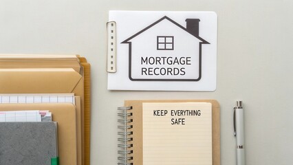 Organized Mortgage Records on Desk With Stationery for Financial Management and Documentation Strategy