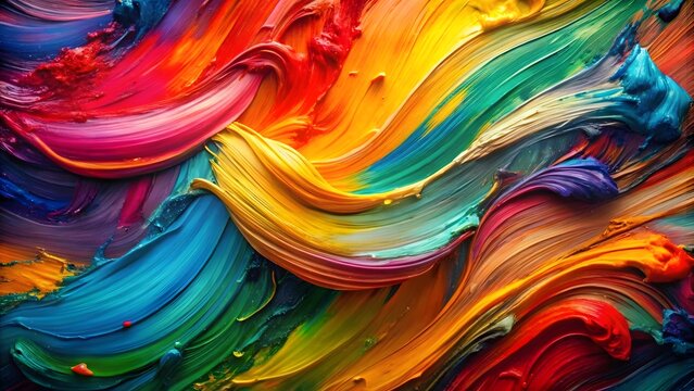Vibrant abstract painting featuring swirls of colorful oil paint and texture - Powered by Adobe