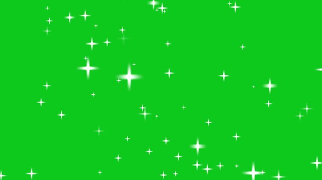 Twinkling stars animation with alpha channel green screen 4k video