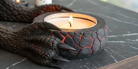 Dragon claw candle holder creates a mystical atmosphere for elegant home decor and adds a touch of gothic fantasy to your living room design