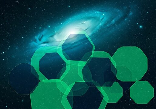 Interstellar network connection concept amidst cosmic nebulous expanse