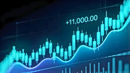 Stock market chart showing financial growth and investment analysis with positive trend and gains
