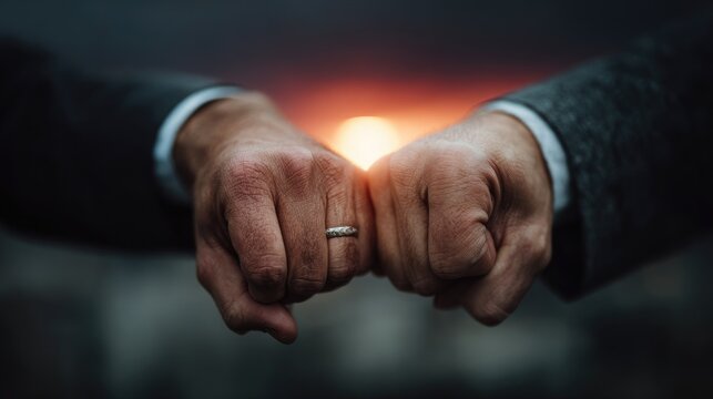 Business Partners Fist Bump at Sunset - Teamwork and Collaboration Concept