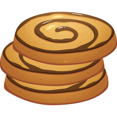 Stack Of Cinnamon Swirl Cookies With A Chocolate Filling And A Translucent Background Perfect For Baking And Dessert Illustrations