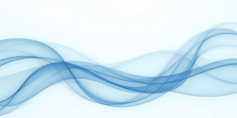 Abstract blue wave vector background illustration with flowing curve lines, smoke shape, light effect, and dynamic pattern