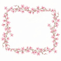 Fototapeta premium Elegant Sakura Floral Frame Watercolor Collection