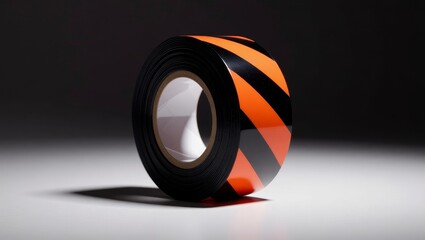 Black and orange striped reflective tape roll