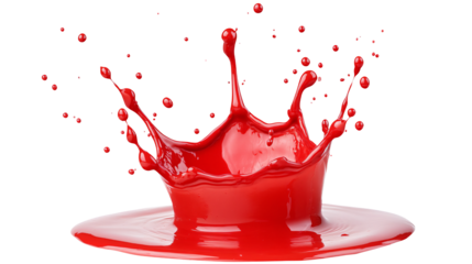 Vibrant red paint splash creates dynamic crown shape in motion