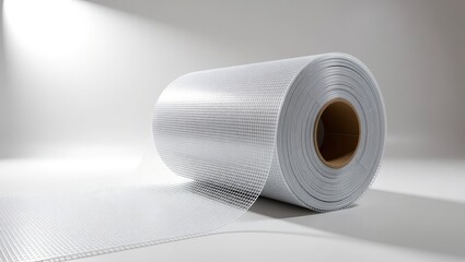 Unrolled mesh roll on neutral background