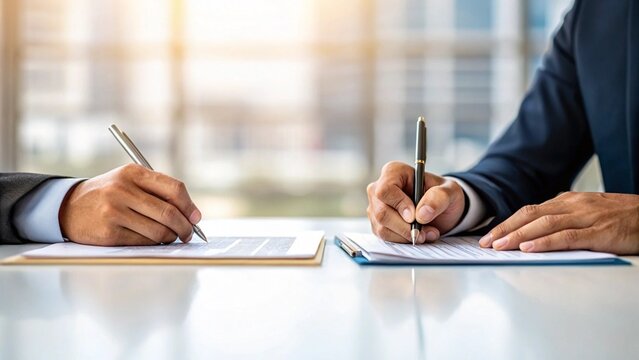 businessman signing a document