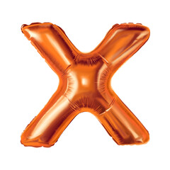 Letter X golden foil balloon hand drawn illustration with shine. Puffy metallic shape with soft highlight. Great for birthday card design and holiday decor. Ideal for festive poster and party banner.
