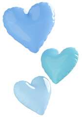 3D画像_ハートの風船_水色