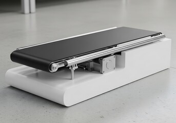 Sleek minimalist conveyor belt system for automation processes, industry